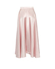Pink satin skirt on a white background