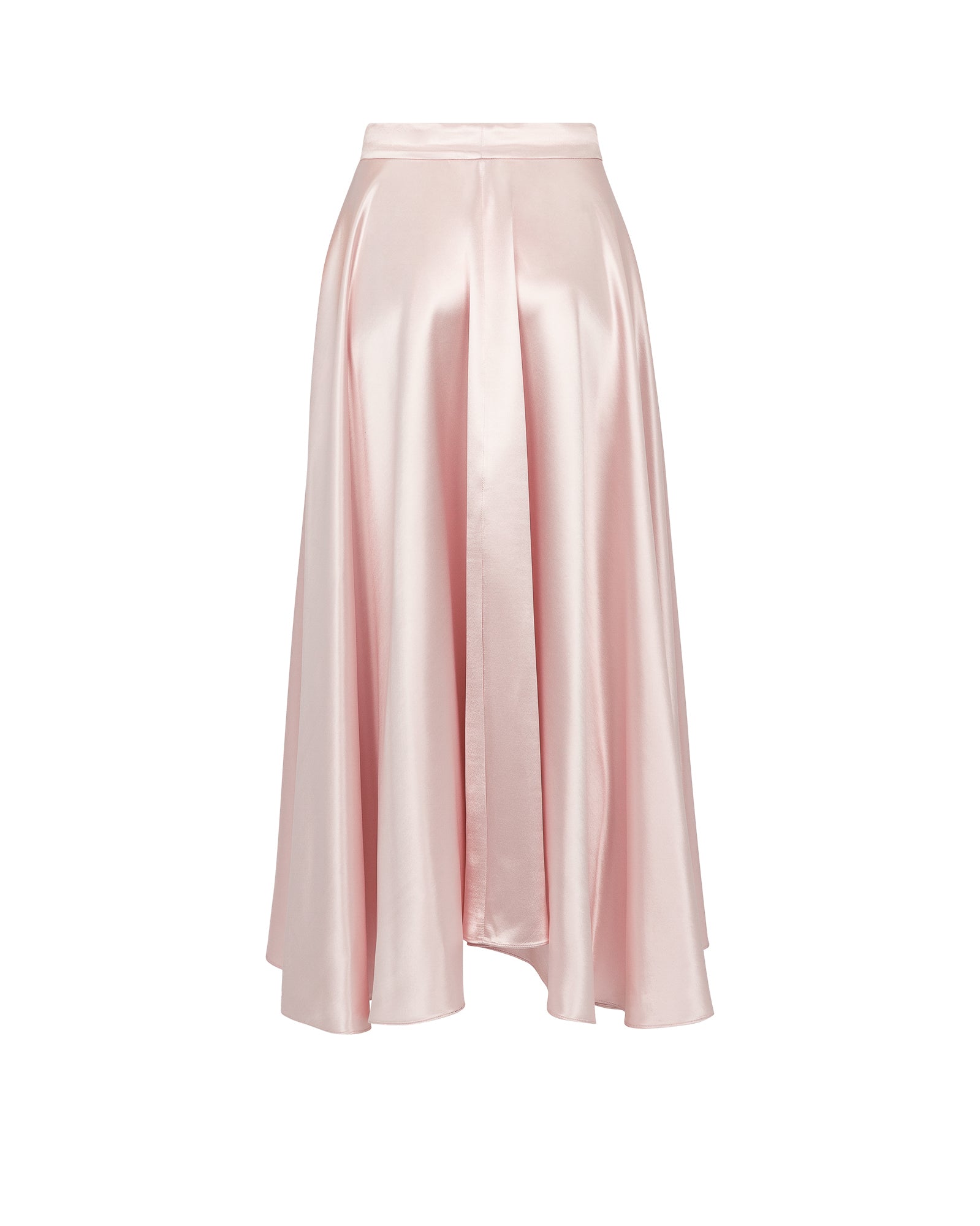 Pink satin skirt on a white background
