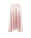 Pink satin skirt on a white background