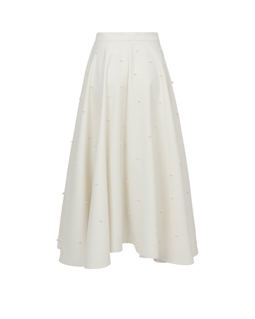 Evasé Midi Skirt with Pearls