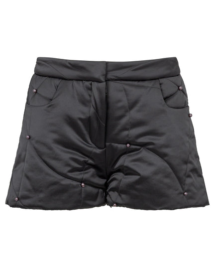 Black insulated shorts on a white background