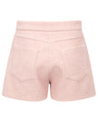 Pink textured shorts on a white background