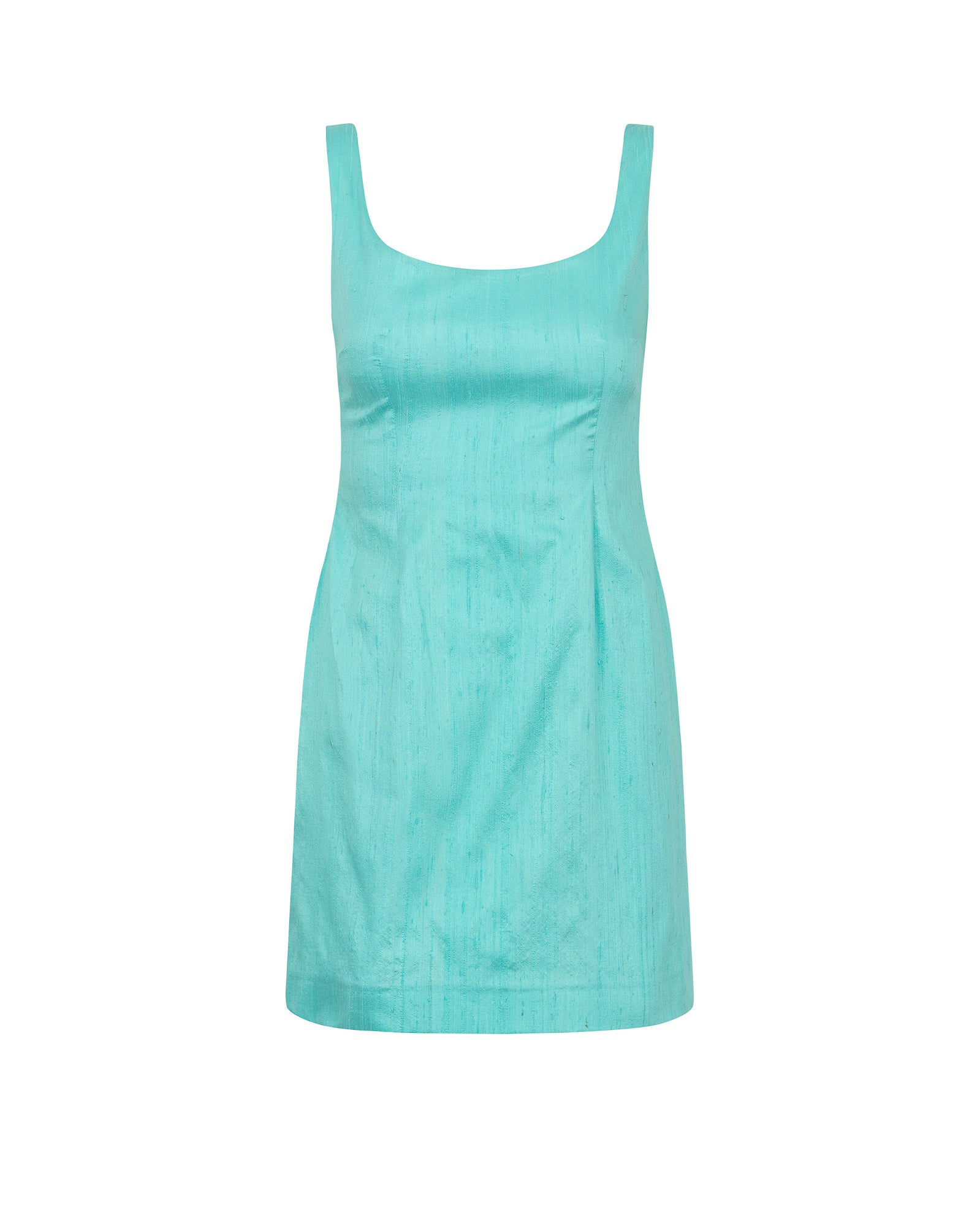 Turquoise dress on a white background