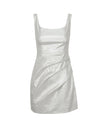 White sleeveless dress on a white background