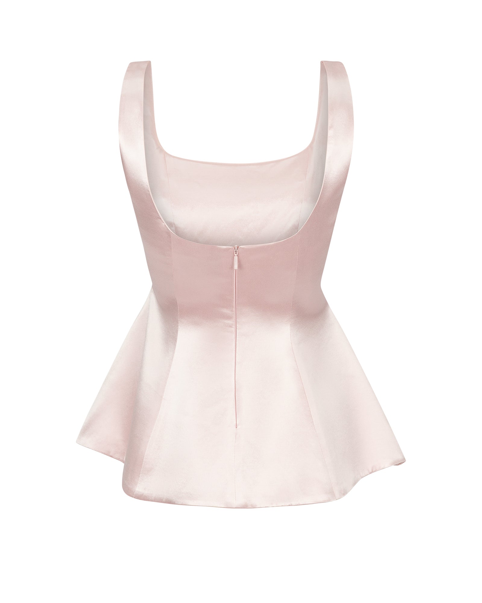 Light pink peplum top on a white background