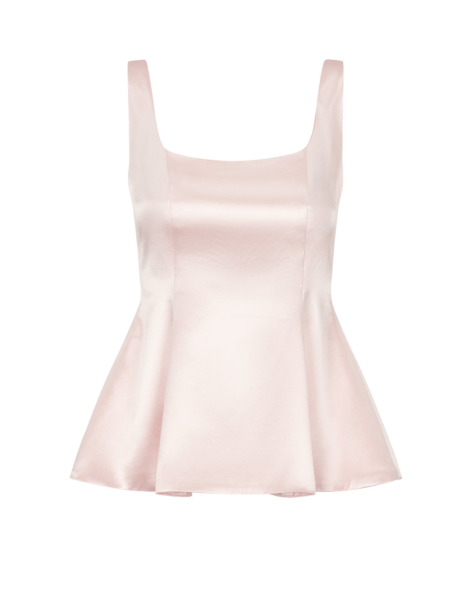 Light pink satin dress on a white background