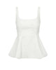 White sleeveless top with thin straps on a white background