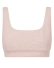 Light pink textured crop top on a white background