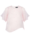 Pink blouse with star embellishments on a white background