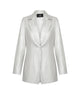 White blazer with a brand label on a white background