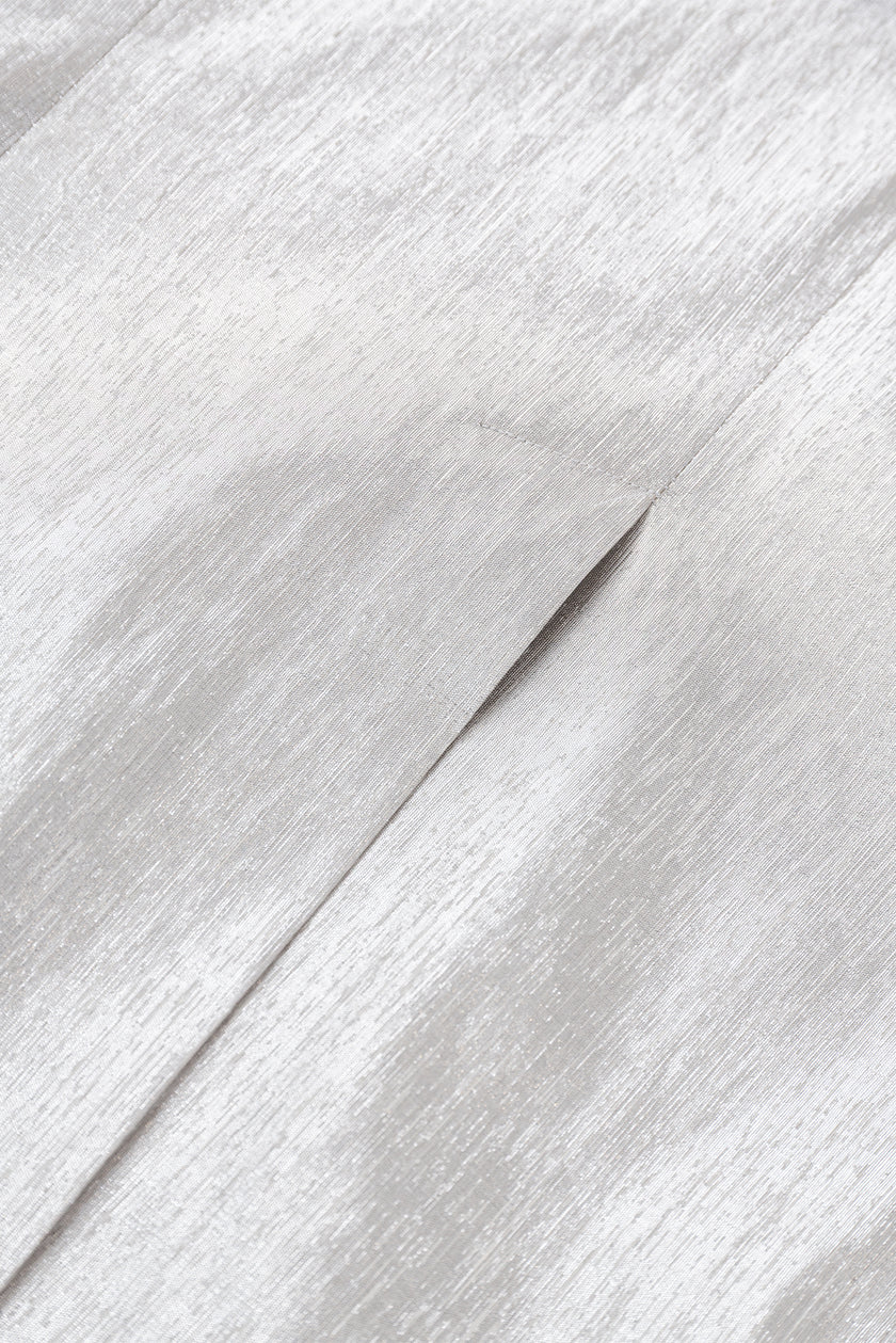 Close-up of gray fabric with a subtle pattern