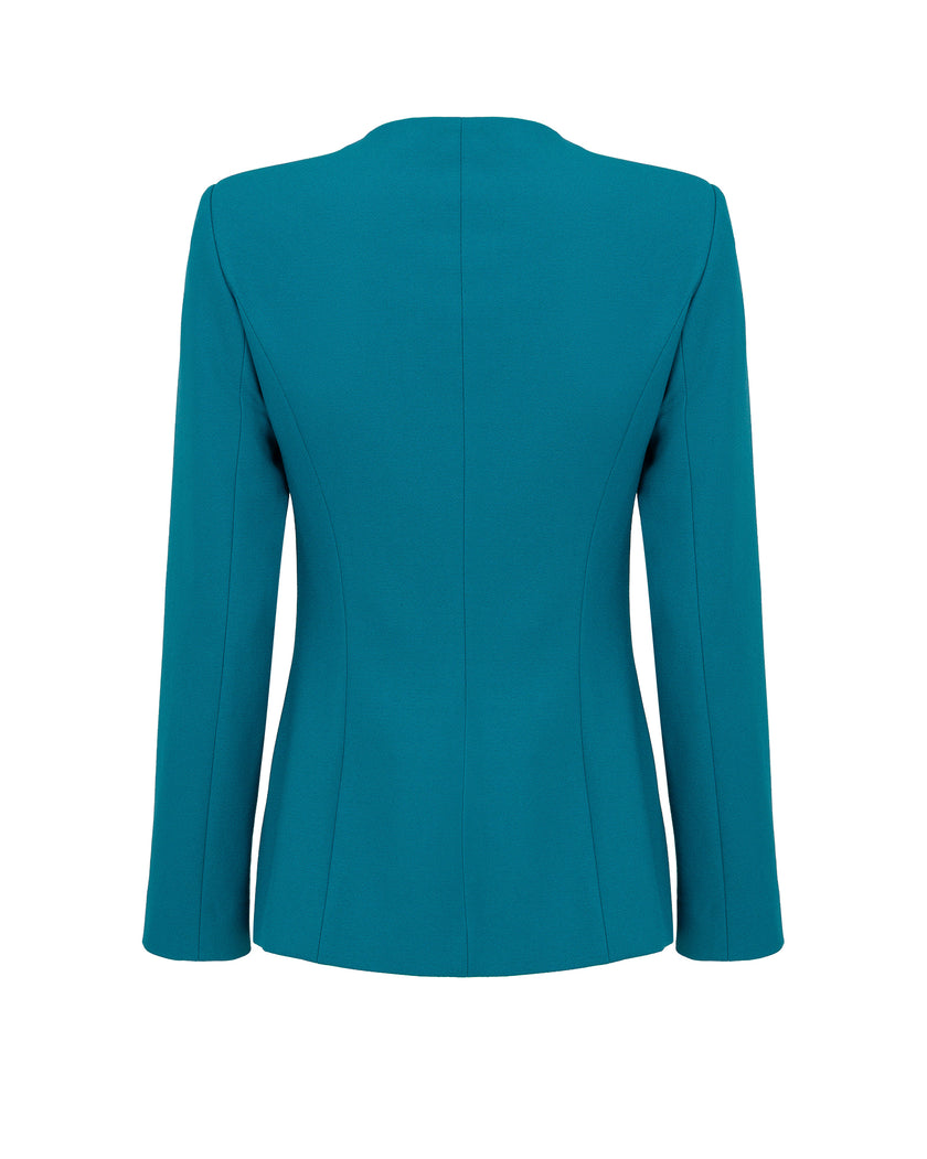 Teal blazer on a white background