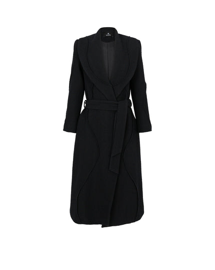 Black coat with a belt on a white background