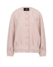 Pink jacket with button details on a white background