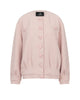 Pink jacket with button details on a white background