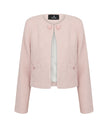 Pink textured jacket with buttons on a white background