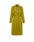 Yellow trench coat with a belt on a white background