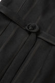 Close-up of a black coat with a button detail