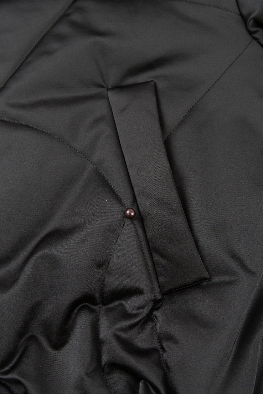 Close-up of a black fabric with a button